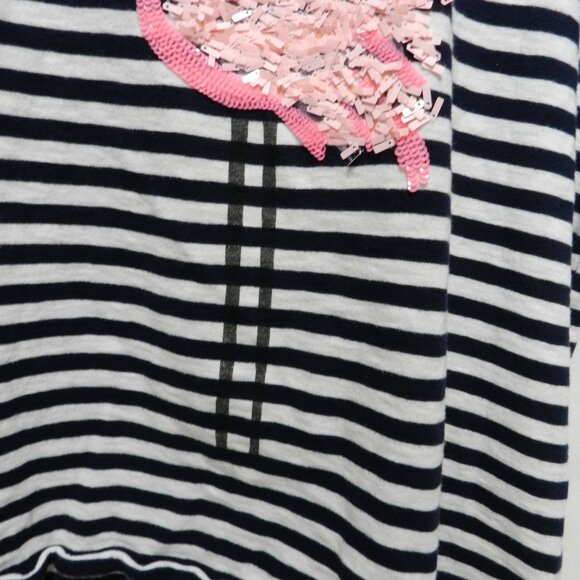 J Crew pink Flamingo sequin knit top blouse striped t-shirt Size Sz Large Lg L - Picture 5 of 8